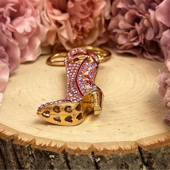 Pink and Red Crystal High Heel Boot Keychain Charm - Picture 10 of 14